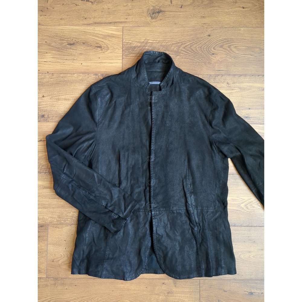 John Varvatos Mens Sz Large/56 Black 100% Goat Suede Thompson‎ Leather Jacket